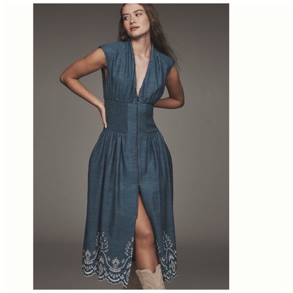 Anthropologie Dresses & Skirts - NWT Anthropologie The Tommie Denim Eyelet Trim Dress, M